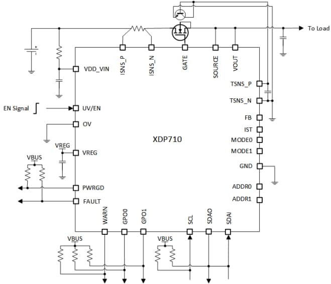 Schéma du circuit d'application - Infineon Technologies Contrôleur permutable à chaud XDP710